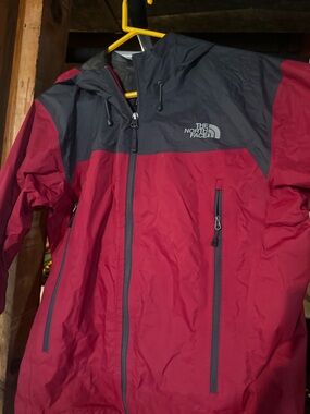 The North Face Black and Red Hooded Windbreaker Jacket